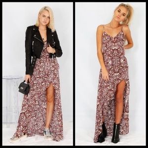 For Love & Lemons lilac paisley slit dress